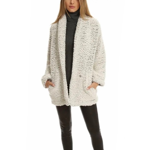 IRO Piacie Oversized White Snap Sherpa Jacket - Picture 1 of 10